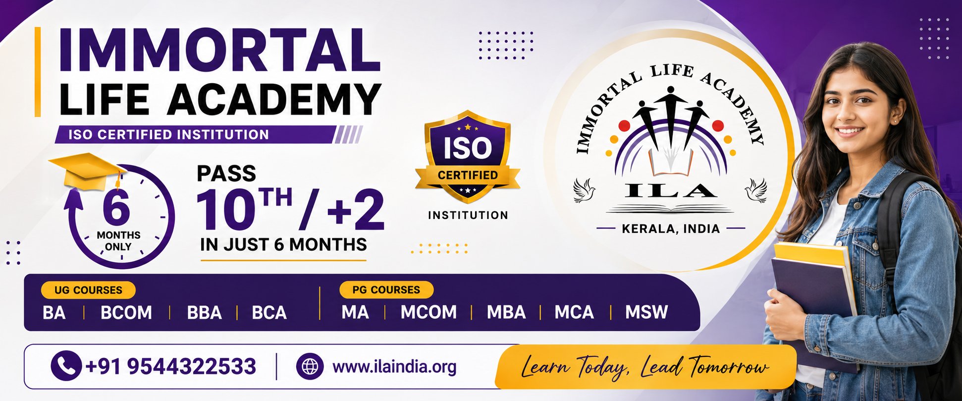 Immortal Life Academy - ISO Certified Institution | Pass 10th/+2 in Just 6 Months | UG & PG Courses | Kerala, India